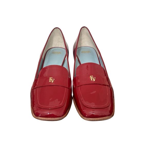 New! Frances Valentine Patent Leather Twiggy Red Block Heel Loafers - Size 11 - Picture 3 of 14